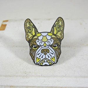 French Bulldog Gold Enamel Lapel Pin