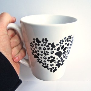 Paw Print Heart 12oz. Ceramic Mug