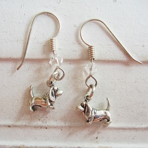 Basset Hound Sterling Silver Mini Dangle Earrings