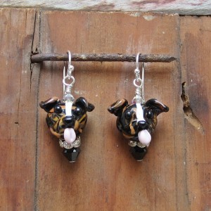 Pit Bull Brindle Glass Earrings