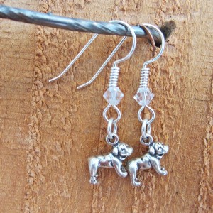 Bulldog Sterling Silver Mini Dangle Earrings