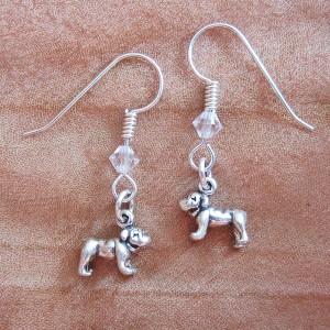 Bulldog Sterling Silver Mini Dangle Earrings