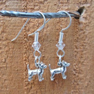 Chihuahua Sterling Silver Mini Dangle Earrings
