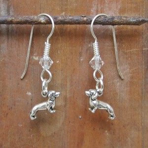 Dachshund Sterling Silver Mini Dangle Earrings