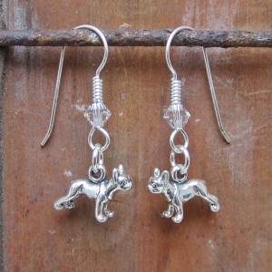French Bulldog Sterling Silver Mini Dangle Earrings