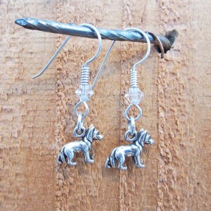 German Shepherd Sterling Silver Mini Dangle Earrings