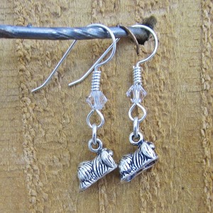 Pekingese Sterling Silver Mini Dangle Earrings