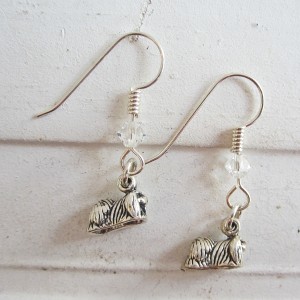 Pekingese Sterling Silver Mini Dangle Earrings