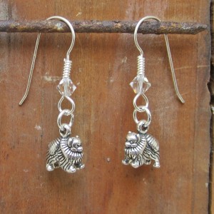 Pomeranian Sterling Silver Mini Dangle Earrings