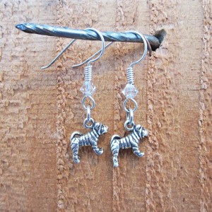 Shar-Pei Sterling Silver Mini Dangle Earrings