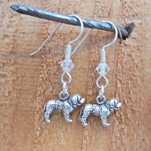 Saint Bernard Sterling Silver Mini Dangle Earrings