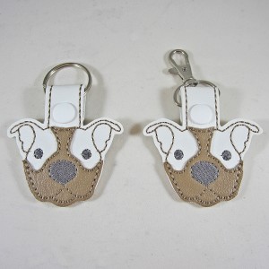 Tan with White Ears Pit Bull Vinyl Snap Keychain