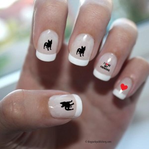 French Bulldog Love Nail Art