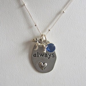 Pit Bull Always Charm Necklace with 24" Sterling Silver Chain