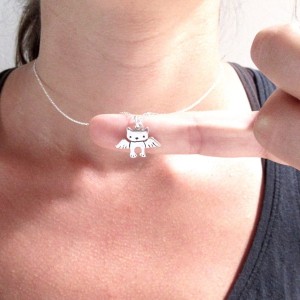 Angel Cat Mini Sterling Silver Necklace