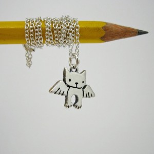 Angel Cat Mini Sterling Silver Necklace