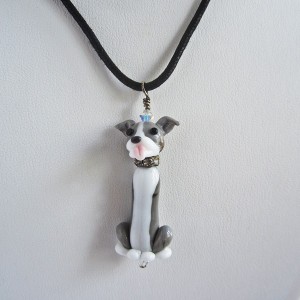 Blue Nose Glass Pit Bull Necklace