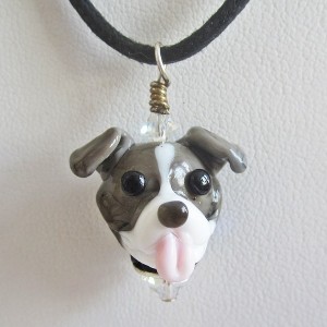 Blue Nose Pit Bull Glass Pendant Necklace