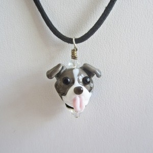 Blue Nose Pit Bull Glass Pendant Necklace