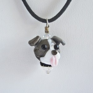 Blue Nose Pit Bull Glass Pendant Necklace