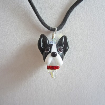 Boston Terrier Glass Pendant Necklace
