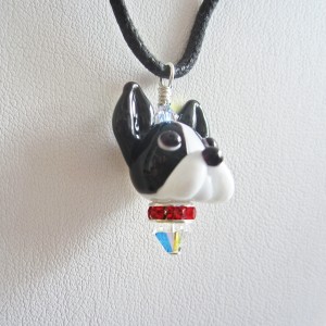Boston Terrier Glass Pendant Necklace