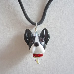 Boston Terrier Glass Pendant Necklace