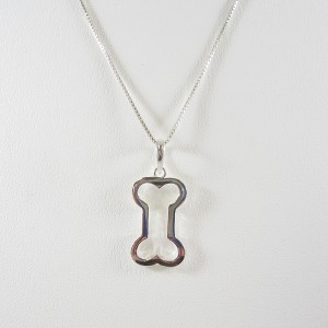 Open Dog Bone Sterling Silver Pendant Charm plus add a Necklace
