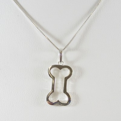 Open Dog Bone Sterling Silver Pendant Charm plus add a Necklace