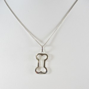 Open Dog Bone Sterling Silver Pendant Charm plus add a Necklace