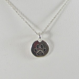 Small Paw Print Circle Pendant Charm plus add a Necklace