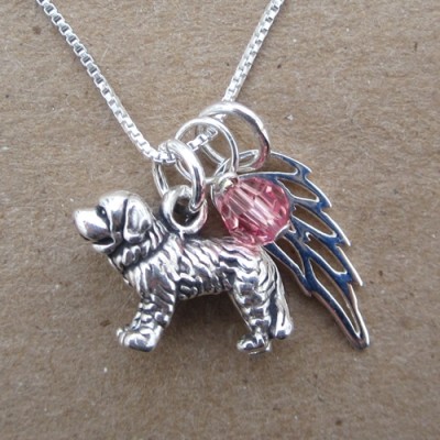 Saint Bernard Mini Angel Wing Sterling Silver Necklace