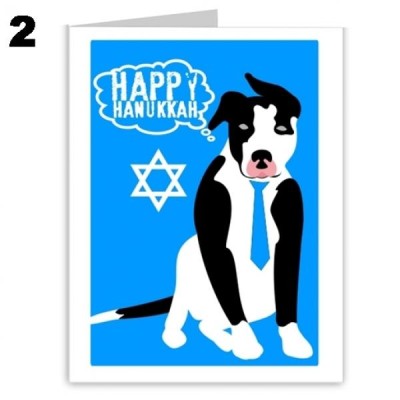 Hanukkah Pit Bull Tie Note Cards