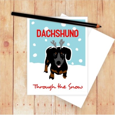 Dachshund Through the Snow Christmas Cards
