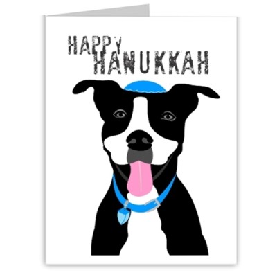 Hanukkah Pit Bull Yarmulke Note Cards