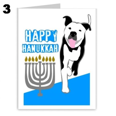 Hanukkah Pit Bull Menorah Note Cards