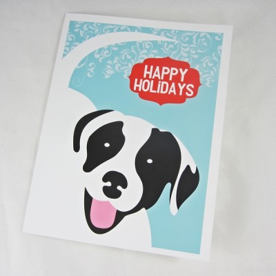 Pit Bull Happy Holidays Christmas Cards