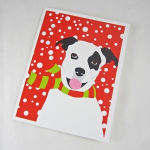 Pit Bull Scarf Christmas Card