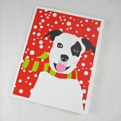 Pit Bull Scarf Christmas Card