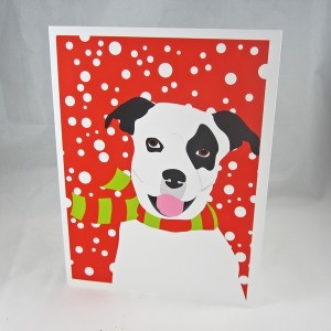 Pit Bull Scarf Christmas Card
