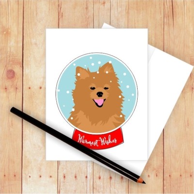 Pomeranian Warmest Wishes Christmas Cards