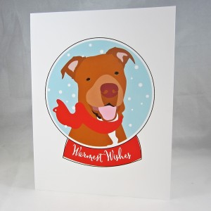 Pit Bull Red Nose Warmest Wishes Christmas Card