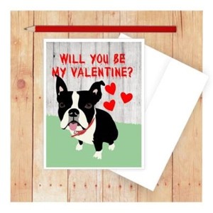 Boston Terrier Valentine Note Card