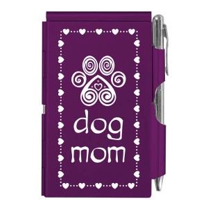Dog Mom Purple Paw Print Slim Notepad and Pen