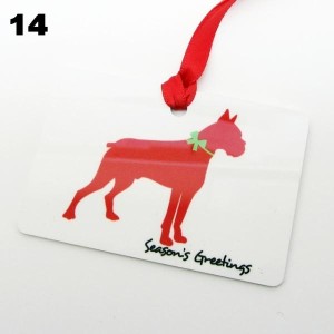 Boxer Silhouette Season's Greetings Christmas Ornament