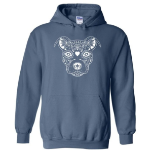 Pit Bull Sugar Skull Indigo Blue Unisex Pullover Hoodie