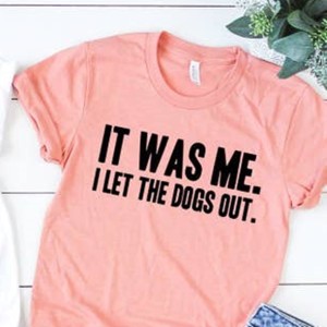 It Was Me I Let the Dogs Out Heather Sunset T-Shirt - Size Small