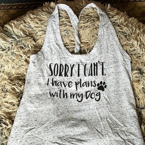 Sorry I Can't I Have Plans With My Dog Grey Cosmic Tanktop - Size Small