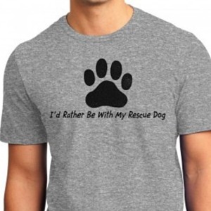 I'd Rather Be With My Rescue Dog Unisex Grey T-Shirt - Size Small