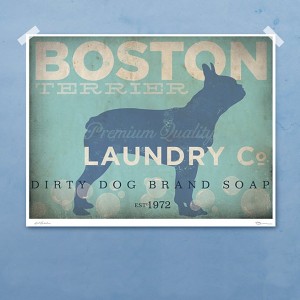 Boston Terrier Laundry Company Silhouette 8x10 Print by Stephen Fowler